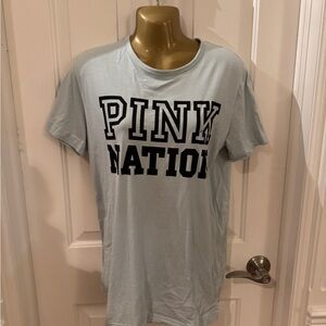 PINK mint green graphic shirt.  X-small but generous and over sized.